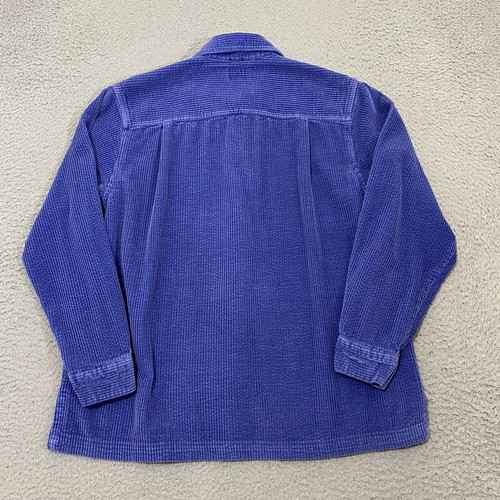 LL Bean Shirt Women's Sz Medium Blue Corduroy Wide Wale Long Sleeve Button Up - Picture 6 of 12