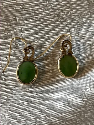 Edle Jade Ohrhänger!Grün/Gold! !14 K gestempelt!