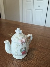 Precious Moments Girl with Wreath Teapot Shape Hanging Ornament 1994 Enesco