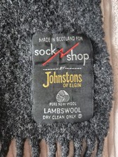 Vintage Johnstons Of Elgin For Sock Shop Grey Wool Scarf
