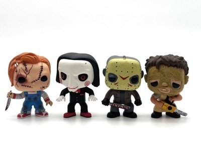 Funko Pop Movies Horror Chucky 315, Saw Billy 52, Jason 01, Leatherface 11