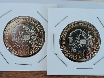 $20 Pesos Copa Mundial de Futbol FIFA 2026 sede CDMX con variante en letras