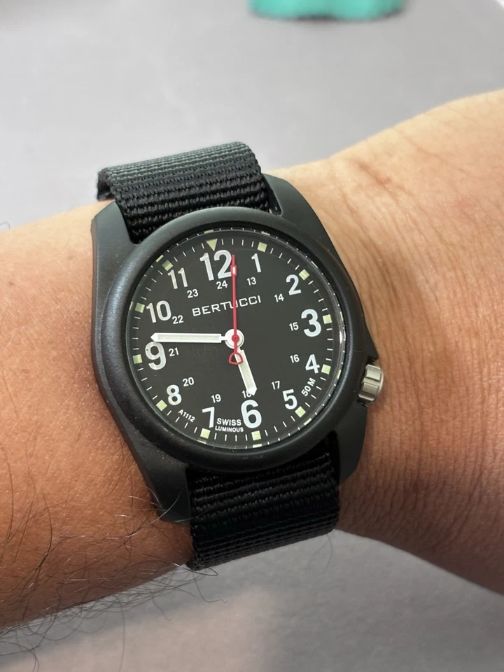 Bertucci DX3 Field Watch Blk Case Black Bezel Black Nylon Band Black Face - Image 2 of 4