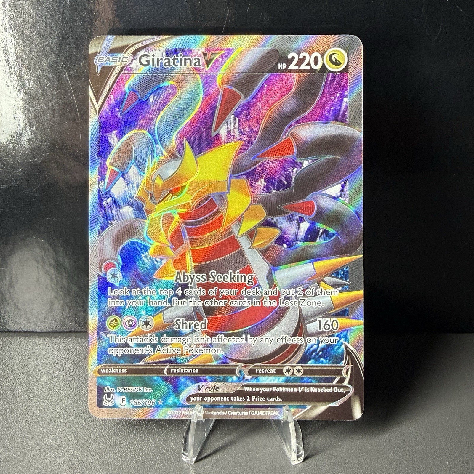 Pokémon Giratina v Full Art Holo Card 185/196