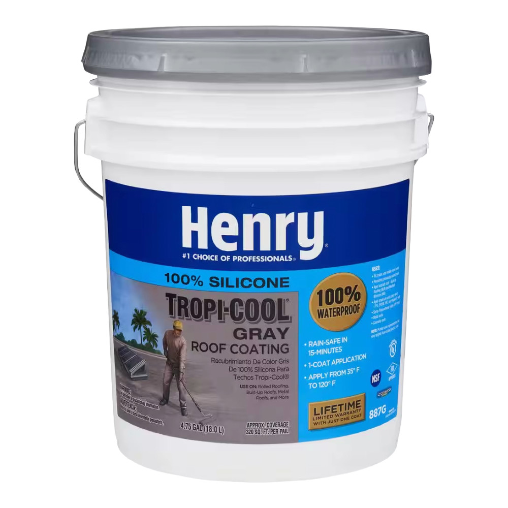 Henry Tropi-Cool 887G Gray Waterproof Silicone RV Roof Coating Sealant 4.75 Gal