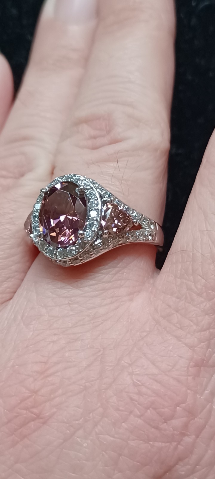 NEW QVC Diamonique Erica Courtney Size 7 Brooklyn Pink 925 Sterling Silver Ring 