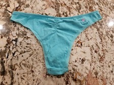 True Vintage Victoria Secret Ruched Back Cheekini Bikini Cotton Panties Small