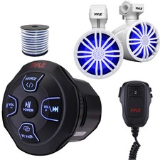 Pyle PLMRBT18MIC Marine Bluetooth Receiver, 2x 3.5    20W Max Off-Road Speakers