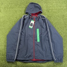 Tommy Hilfiger Women  s Hooded Windbreaker Jacket Blue Sz XL NWT Lightweight
