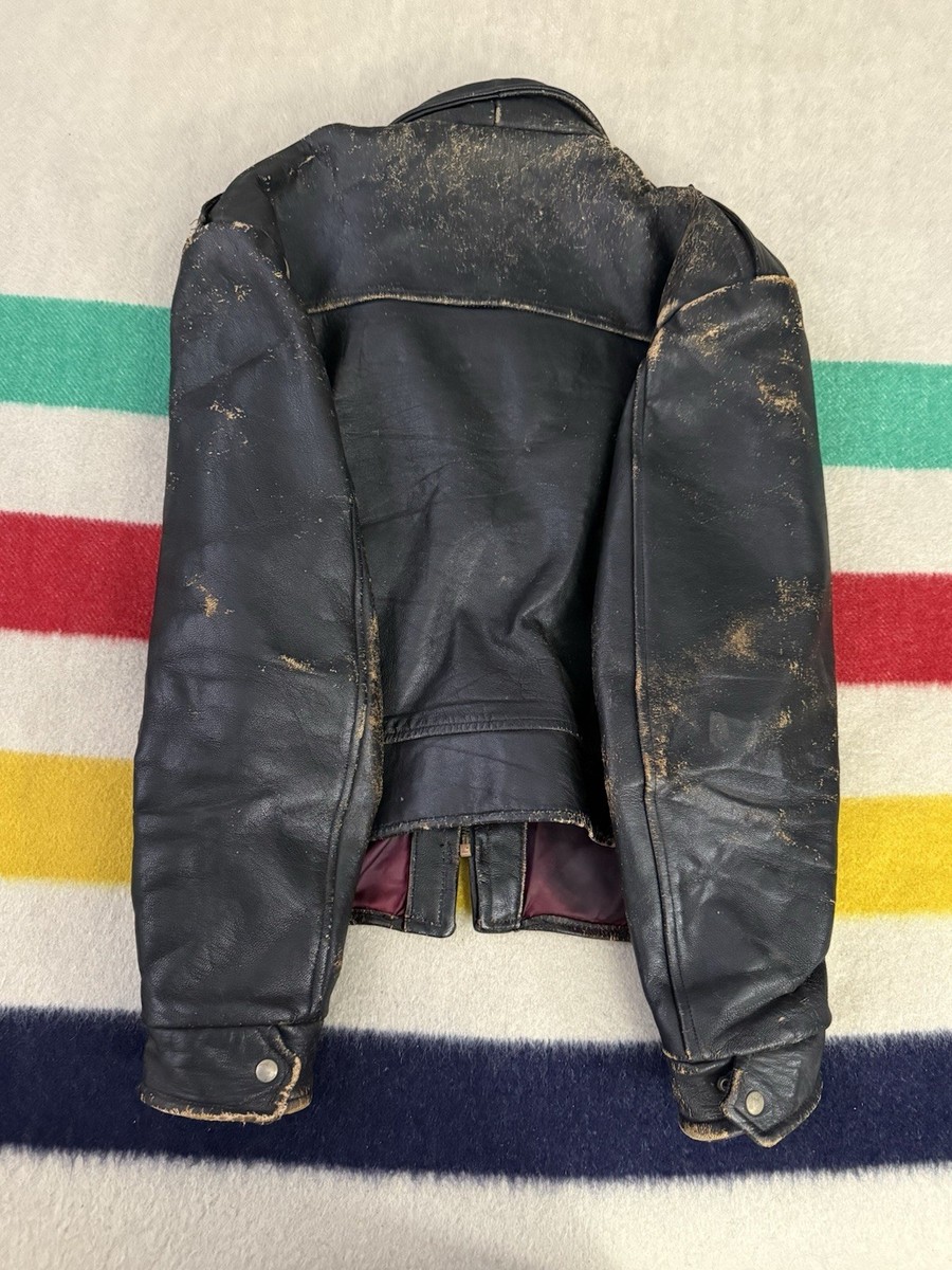 50s Leather Jacket シングル 40 TALON Vintage 50s 1950s Leather Jacket Talon Zipper Arrow Patina