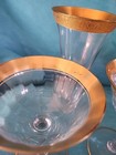 3-Crystal Glasses Gold Encrusted Rim Tiffin Franciscan Rambler Rose Valencia? — photo 7