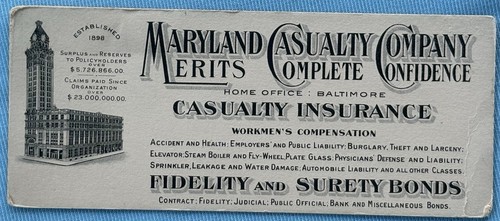 1920s Maryland Casualty Company Building Blotter Baltimore Maryland