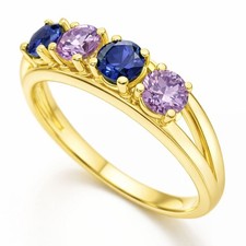 GENUINE BLUE SAPPHIRE  LAB CREATED ALEXANDRITE RING 10K GOLD - New With Tag