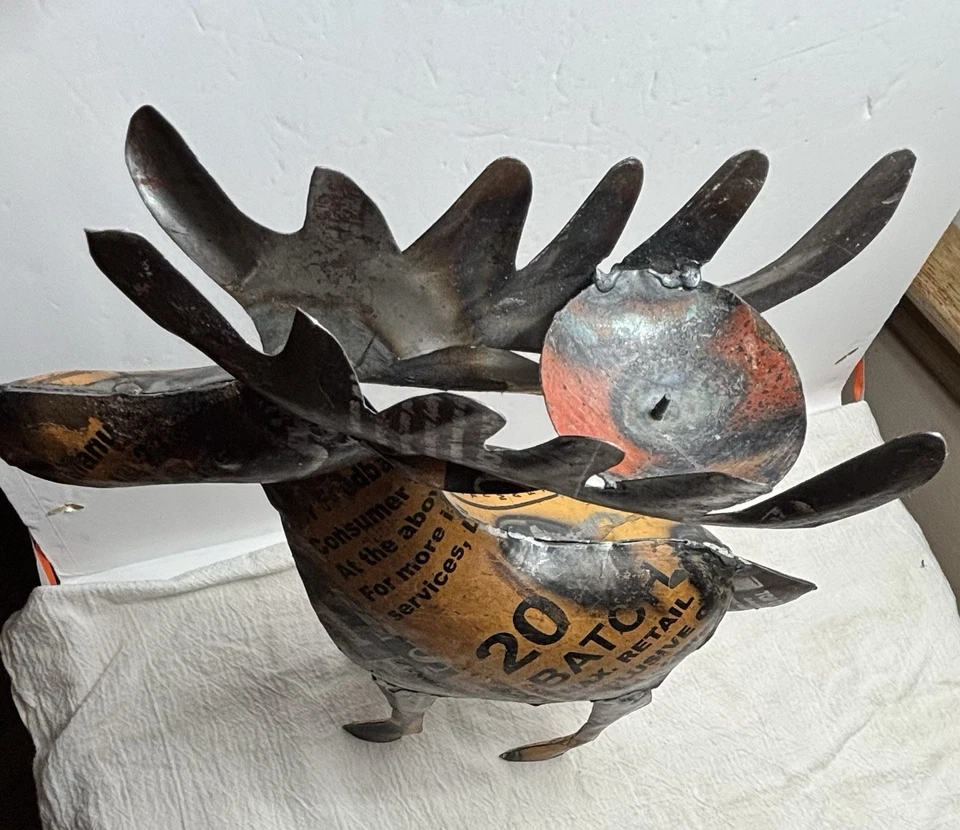 Восстановленный точечный сварной металлический лось художественный подсвечник — деревенский декор кабины - Изображение 3 из 4