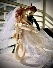 Wedding Cake Topper Rustic Bride and Groom dolls Personalized Wedding Keepsake