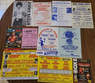 11 Different 1980's Boxing Broadsides Handbills United Kingdom & France