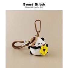 Premium Handmade Crochet Panda Keychain - Cute Chubby Panda Charm for Keys Gift