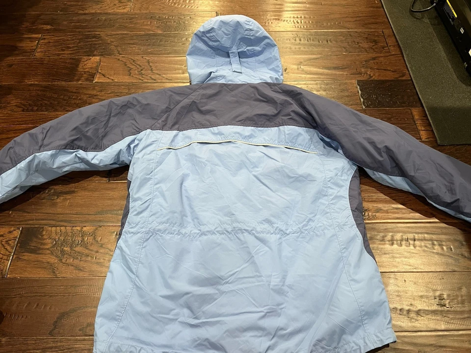 Columbia 女式 XL 蓝色全拉链风衣夹克轻便长外套 — 第 2/4 张图片