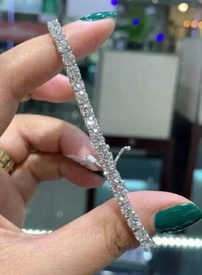 Tennisarmband 5 kt Rundschliff Lab Created Diamant 14 kt Weißgold Finish Silber
