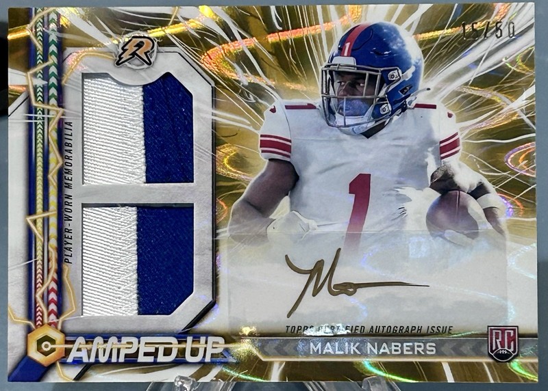 2024 Topps Resurgence Malik Nabers Gold Amped Up Dual RPA Rookie Auto RC /50 SP