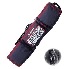Padded Snowboard Bag with Wheels, Extendable Roller Ski Bag for Air Red