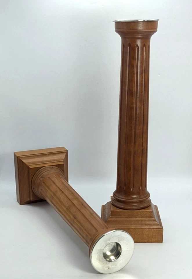 Par de candelabros de columna estriada David LINLEY madera/madera y plata chapados Foto 4 de 4