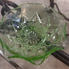 Hazel-Atlas Green Uranium Depression Glass Nesting Bowl 5-7/8 Diamond Pattern