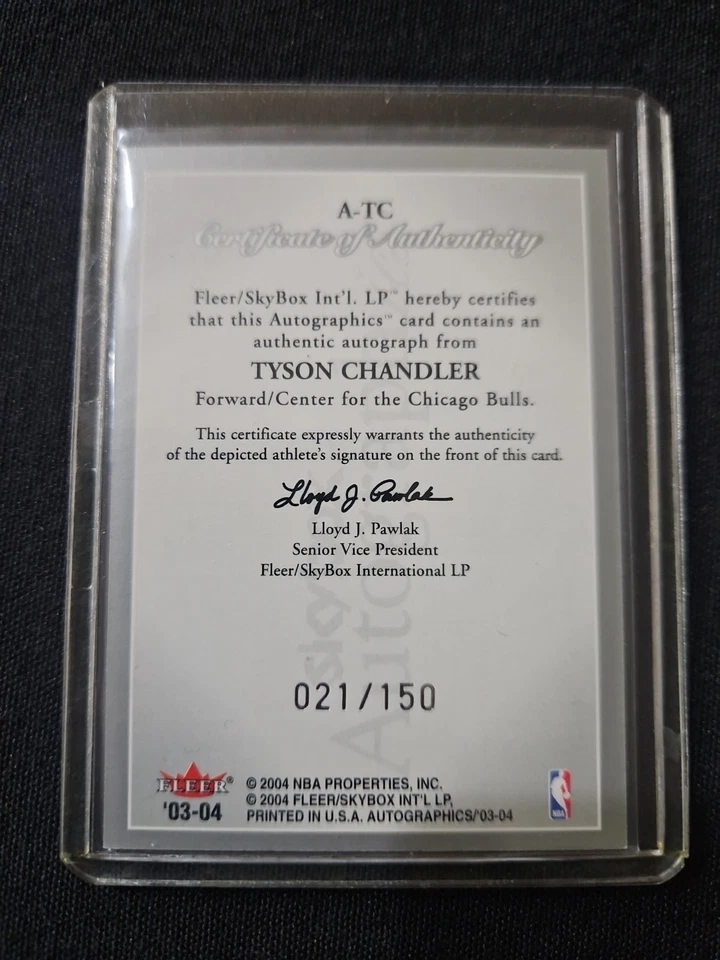2003-04 Skybox Autographics Autographics Tyson Chandler #A-TC Silver /150 (AU) - Image 2 of 4