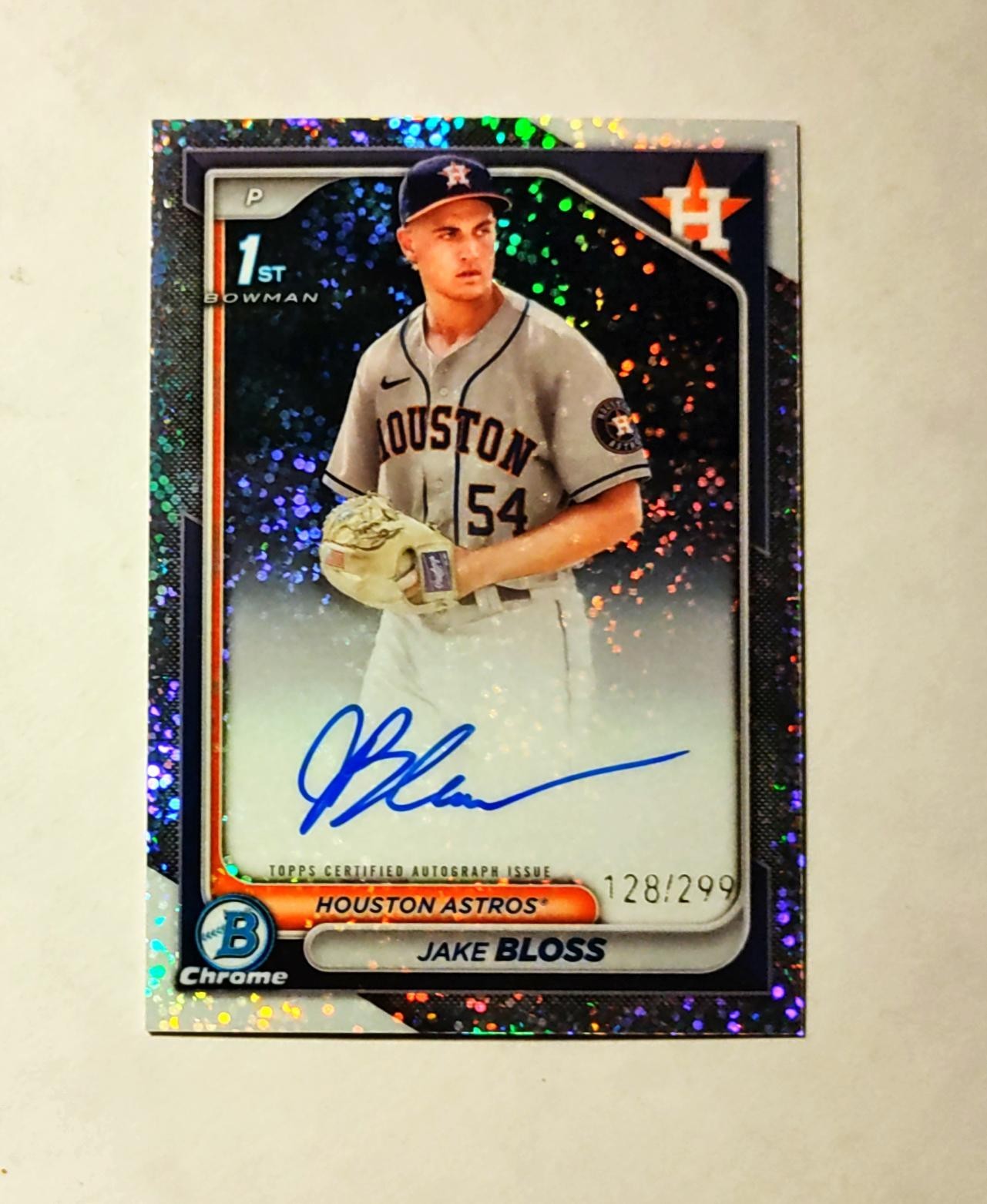 Jake Bloss 2024 1st Bowman Chrome AUTO SPECKLE REFRACTOR 128/299 Blue Jays RC R6