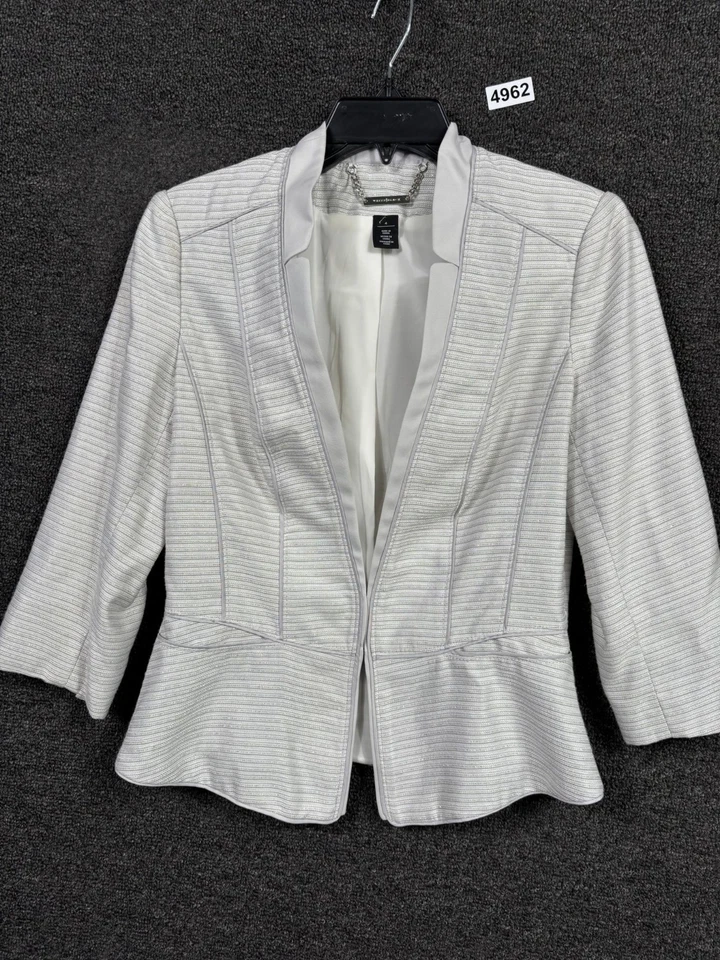 Chaqueta Blazer Mujer Casa Blanca Mercado Negro Gris Brillante Tweed Talla 4 Informal Foto 4 de 4