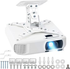White Universal Ceiling Mount for Projector - Holds 23-35Cm/9-14 Inches & 8Kg/17