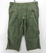 Prana Pants Women 8 Green Olive Utility Double Knee Cropped Hiking Outdoor