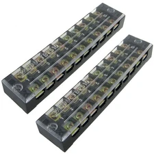 2pcs Plastic Cover 10 Position Barriers Terminal Block 600V 25A