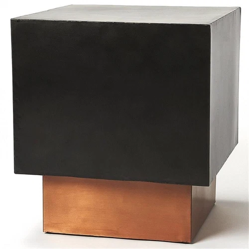 Butler Specialty 18" Square Metal Accent End Table In Black And Copper - Picture 2 of 5