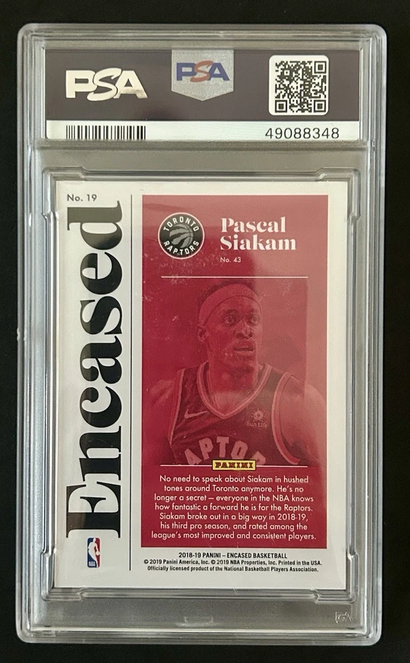 2018 Panini Encased Green PASCAL SIAKAM  4/5 PSA 8.5 POP. 1 None Higher - Image 2 of 3