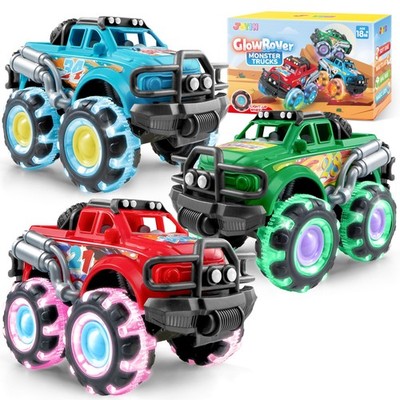 JOYIN 3 Pack Monster Truck Toy - Toy Truck with Flashing LED Wheels - Light-U...
