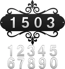 House Address Plaques Metal Sign Outside 13.8 inch, Silver 