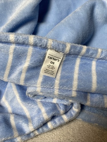Carter’s Baby Blanket Mommy Digs Me Excavator Reversible Blue White Stripe Lovey - Picture 3 of 5