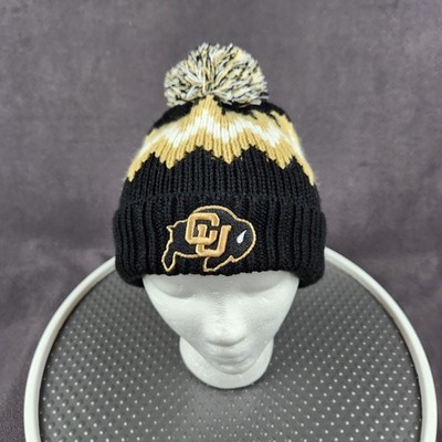 Colorado Buffaloes Hat Beanie Mens One Size Black Gold NCAA College Pom Knit
