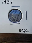 1934 and 1934-D 10C Mercury Dimes 90% Silver