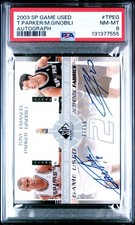 2003-04 SP Game Used Tony Parker Manu Ginobili Fabrics Jersey Auto #/50 PSA 8