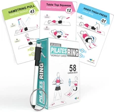 Pilates Ring Workout Cards -58 Exercise ring Card with 4.75 X 3.2 Inch 