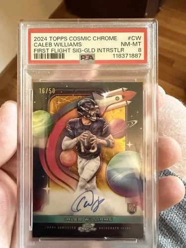 2024 Topps Cosmic Chrome Caleb Williams RC Auto Gold Interstellar /50 PSA 8 #FF…