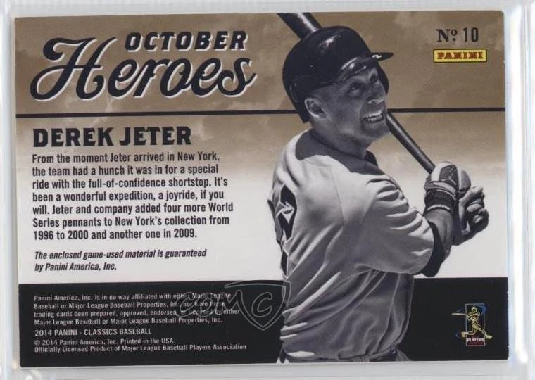 2014 Panini Classics October Heroes Combo Materials /99 Derek Jeter #10 HOF - Image 2 of 2