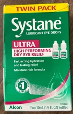 Systane Ultra Lubricant Eye Drops, Artificial Tears for Dry Eye, Twin Pack, 10mL