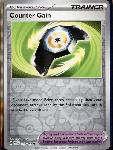 Counter Gain Reverse Holo Uncommon SV08: Surging Sparks 169/191 NM