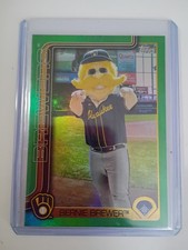 2025 Topps Series 1 Celebration Brewers Mascot Bernie Brewer Green Foil 66/99 ⚾