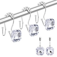 Shower Curtain Hooks Rings for Bathroom, 12PCS Double Hooks Glide Anti Rust C...