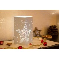 Led Windlicht Metall Quader Stern Schneeflocke Weiß 85502-08 Weihnachten Deko