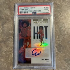 2019/20 Panini Hoops #CBW Coby White Hot Signature Rookie Red Hot PSA 9 Bulls
